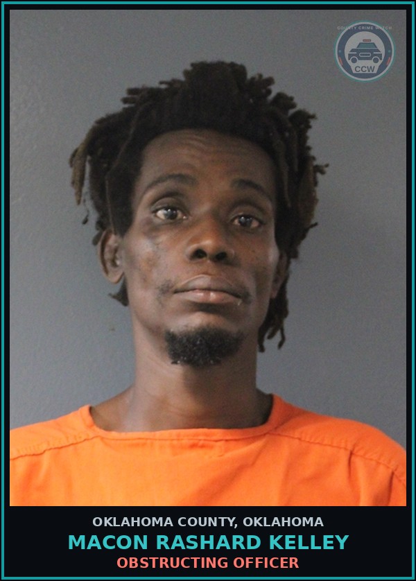 Booking mugshot of Macon Rashard Kelley in Oklahoma County