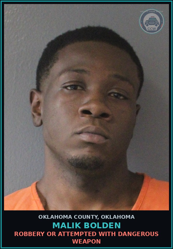 Booking mugshot of Malik Bolden in Oklahoma County