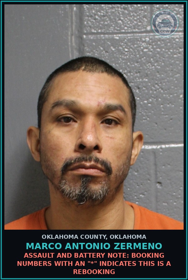 Booking mugshot of Marco Antonio Zermeno in Oklahoma County