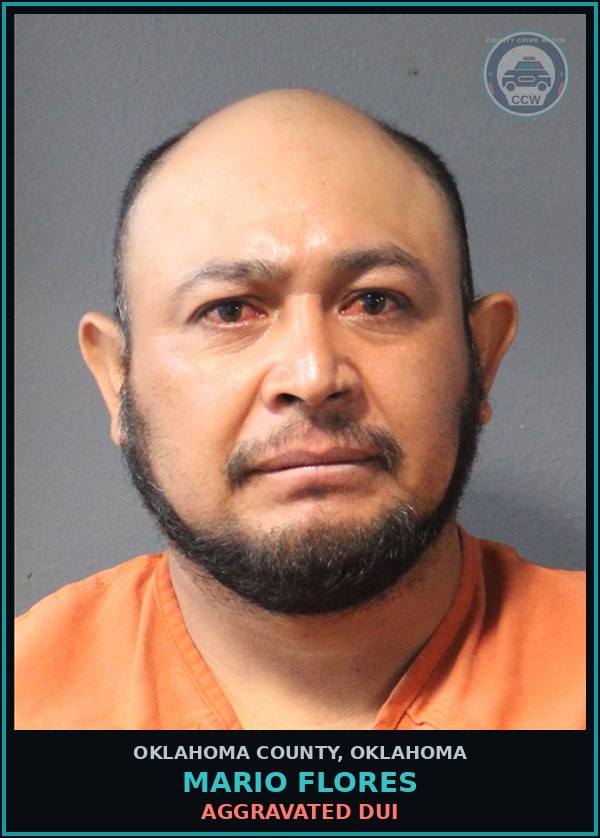 Booking mugshot of Mario Flores in Oklahoma County