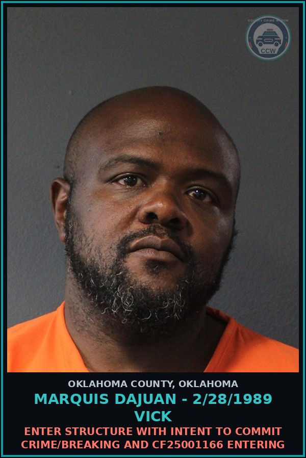 Booking mugshot of Marquis Dajuan - 2/28/1989 Vick in Oklahoma County