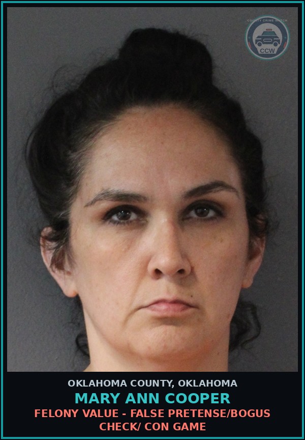 Booking mugshot of Mary Ann Cooper in Oklahoma County