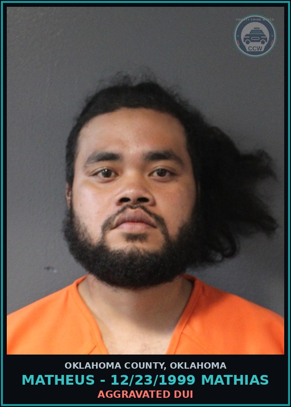Booking mugshot of Matheus - 12/23/1999 Mathias in Oklahoma County