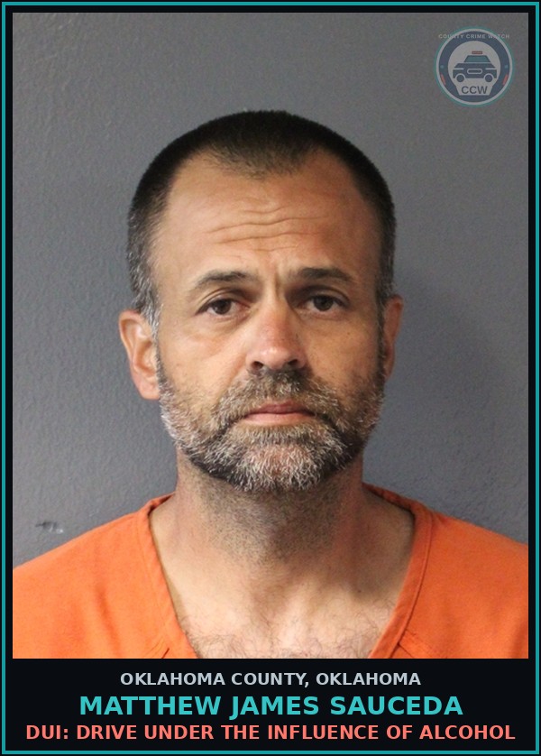 Booking mugshot of Matthew James Sauceda in Oklahoma County