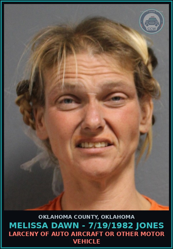 Booking mugshot of Melissa Dawn - 7/19/1982 Jones in Oklahoma County