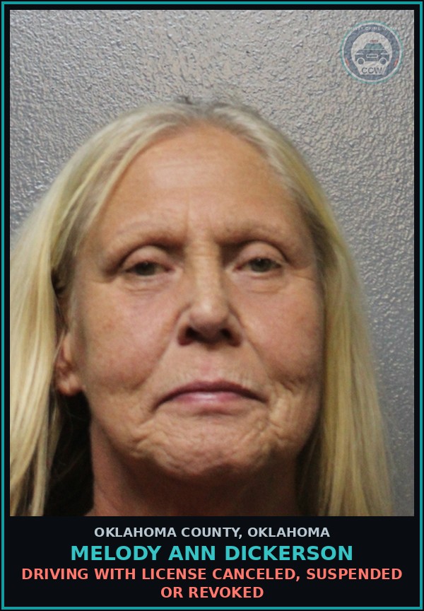 Booking mugshot of Melody Ann Dickerson in Oklahoma County