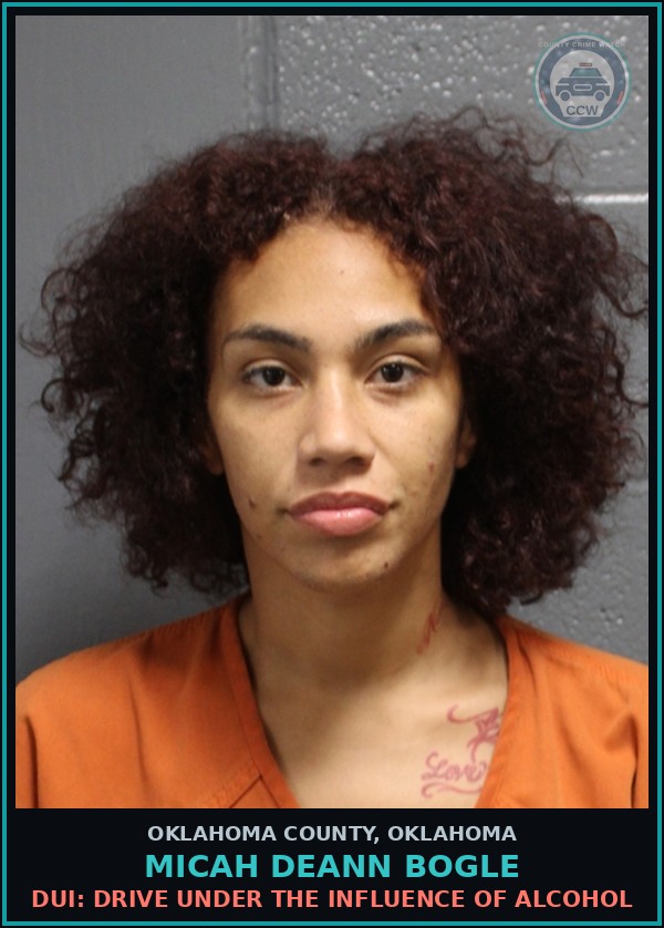 Booking mugshot of Micah Deann Bogle in Oklahoma County