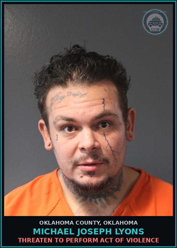 Booking mugshot of Michael Joseph Lyons in Oklahoma County