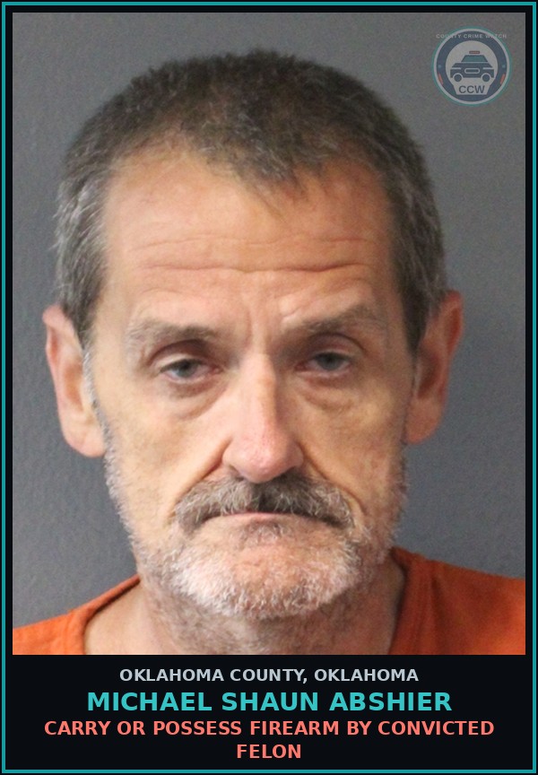 Booking mugshot of Michael Shaun Abshier in Oklahoma County