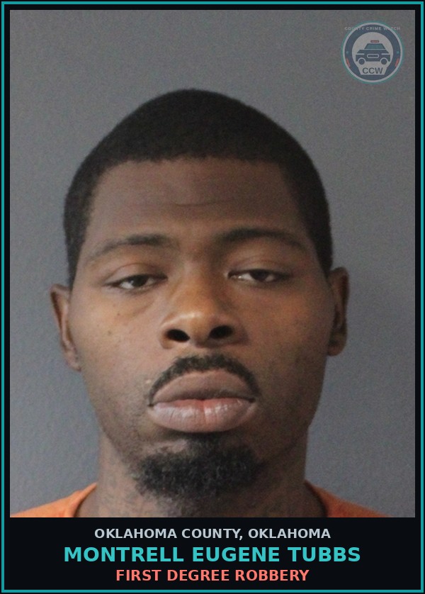 Booking mugshot of Montrell Eugene Tubbs in Oklahoma County