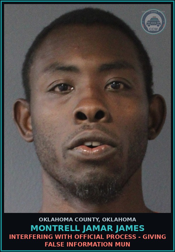 Booking mugshot of Montrell Jamar James in Oklahoma County
