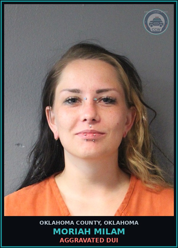 Booking mugshot of Moriah Milam in Oklahoma County
