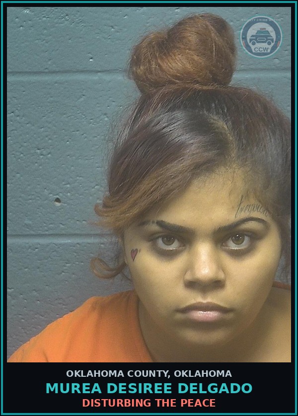 Booking mugshot of Murea Desiree Delgado in Oklahoma County