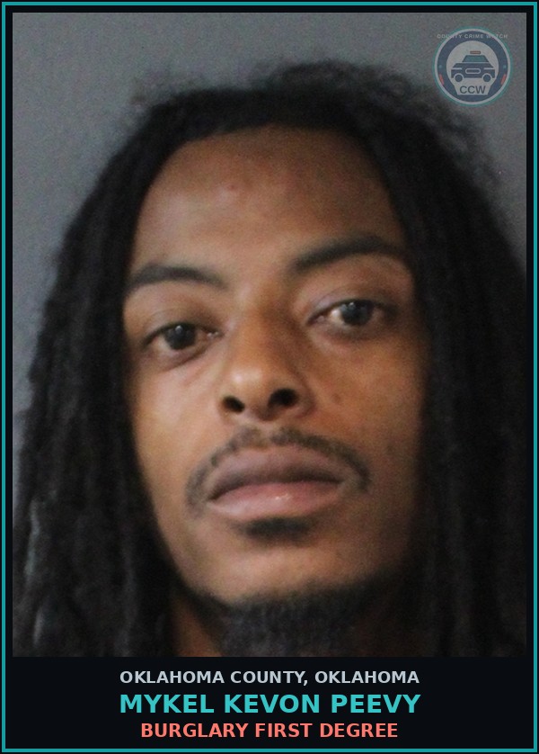Booking mugshot of Mykel Kevon Peevy in Oklahoma County