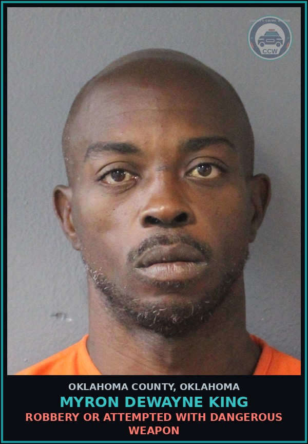 Booking mugshot of Myron Dewayne King in Oklahoma County