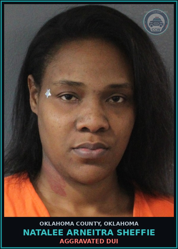 Booking mugshot of Natalee Arneitra Sheffie in Oklahoma County