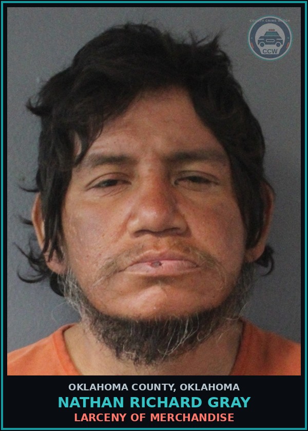 Booking mugshot of Nathan Richard Gray in Oklahoma County