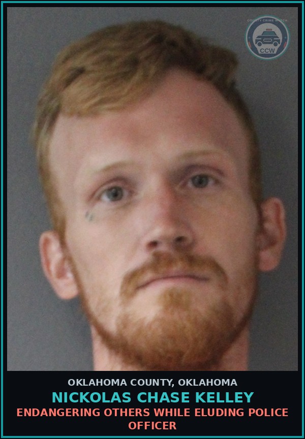 Booking mugshot of Nickolas Chase Kelley in Oklahoma County