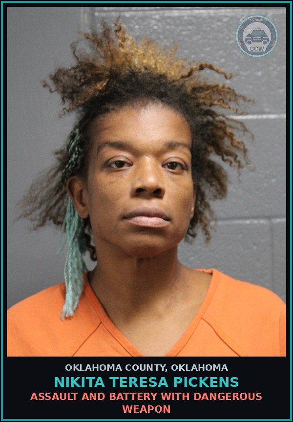 Booking mugshot of Nikita Teresa Pickens in Oklahoma County