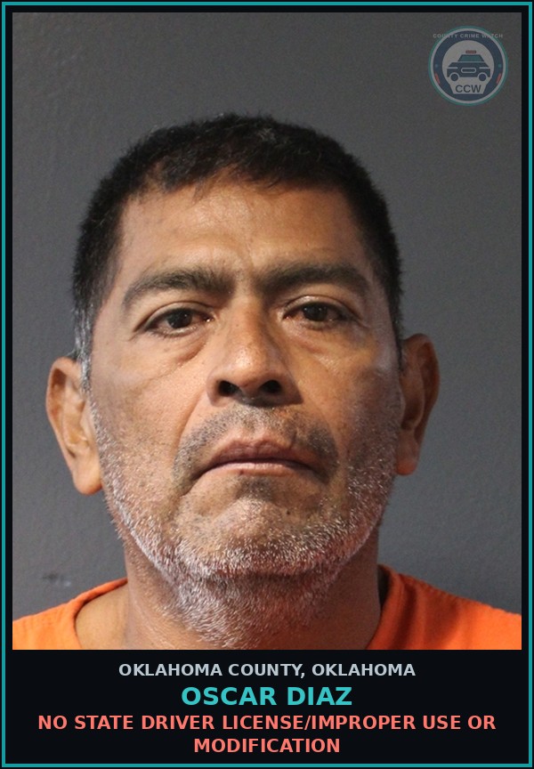 Booking mugshot of Oscar Diaz in Oklahoma County