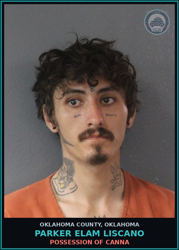 Booking mugshot of Parker Elam Liscano in Oklahoma County