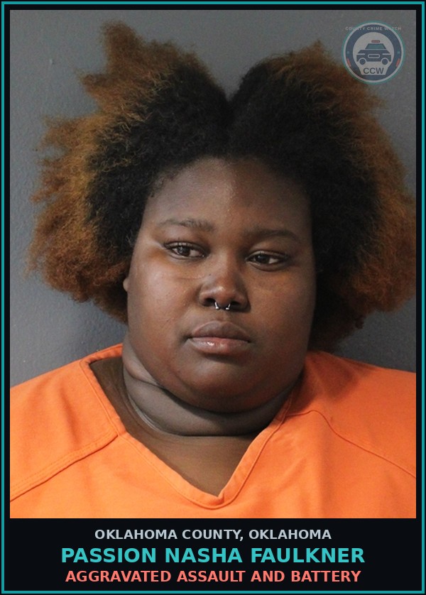 Booking mugshot of Passion Nasha Faulkner in Oklahoma County