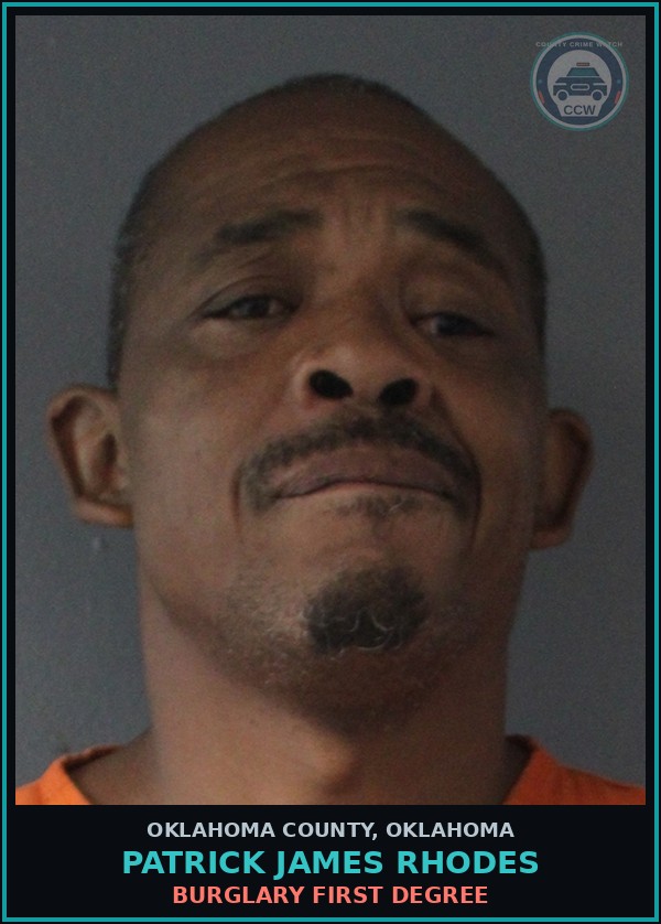 Booking mugshot of Patrick James Rhodes in Oklahoma County