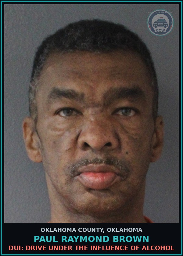 Booking mugshot of Paul Raymond Brown in Oklahoma County