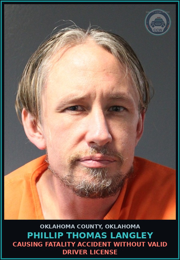 Booking mugshot of Phillip Thomas Langley in Oklahoma County