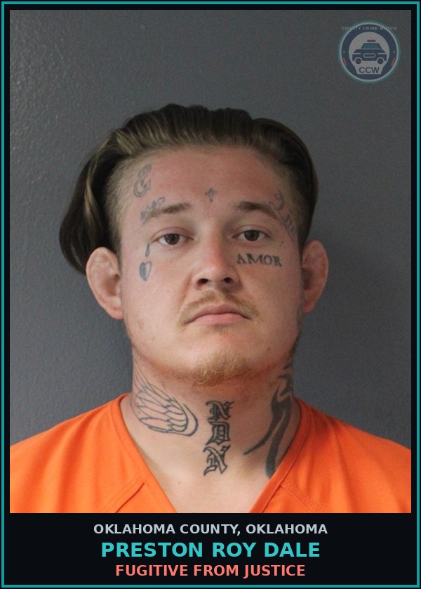 Booking mugshot of Preston Roy Dale in Oklahoma County