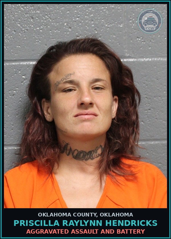 Booking mugshot of Priscilla Raylynn Hendricks in Oklahoma County