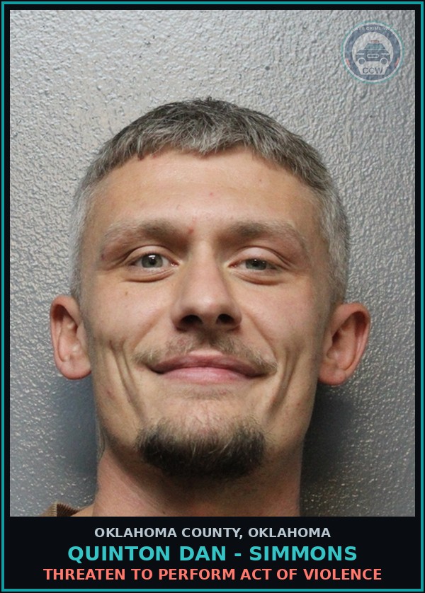 Booking mugshot of Quinton Dan - Simmons in Oklahoma County