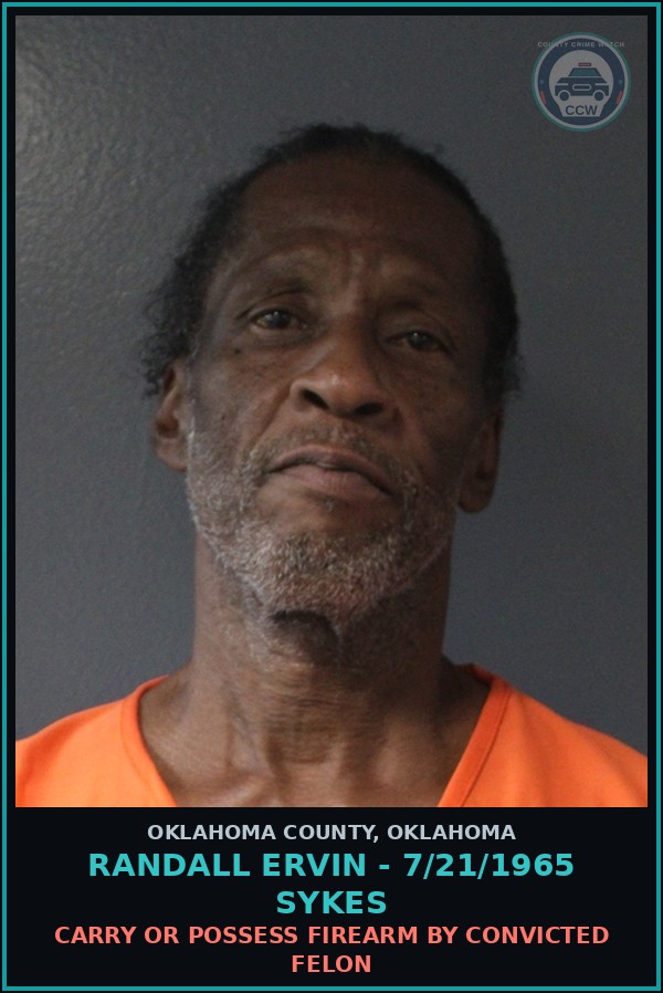 Booking mugshot of Randall Ervin - 7/21/1965 Sykes in Oklahoma County