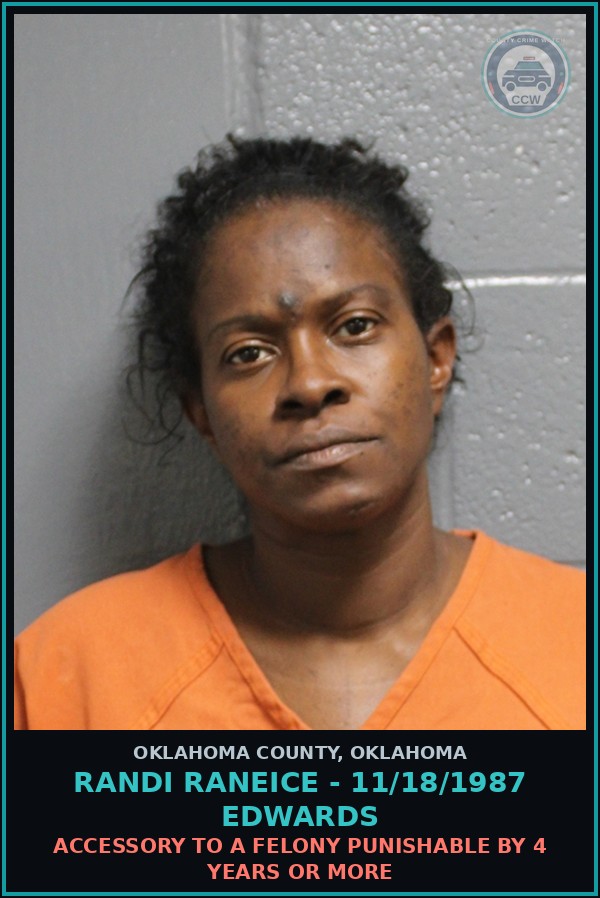 Booking mugshot of Randi Raneice - 11/18/1987 Edwards in Oklahoma County