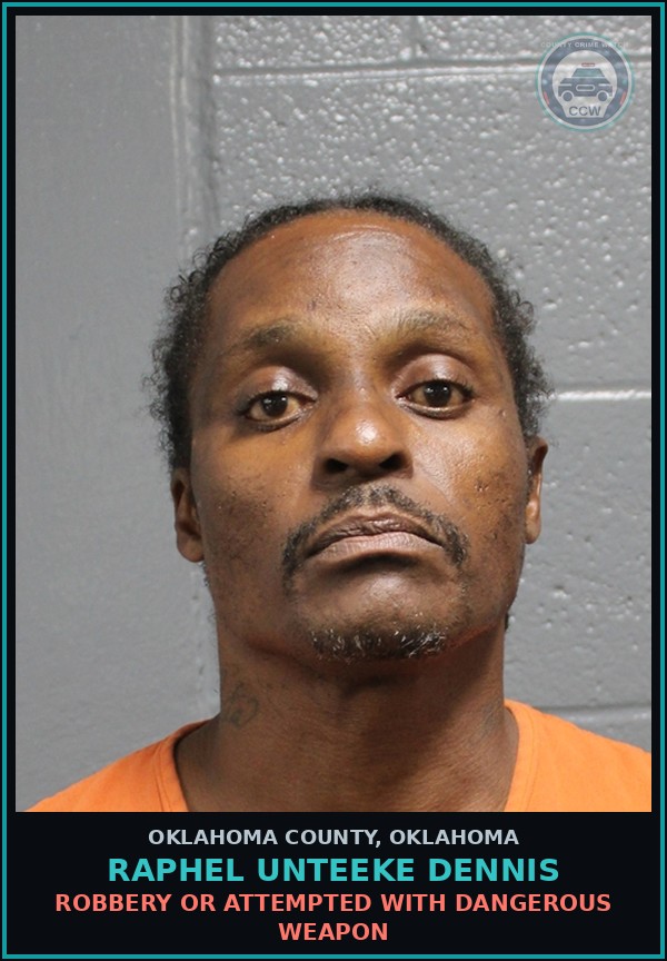 Booking mugshot of Raphel Unteeke Dennis in Oklahoma County