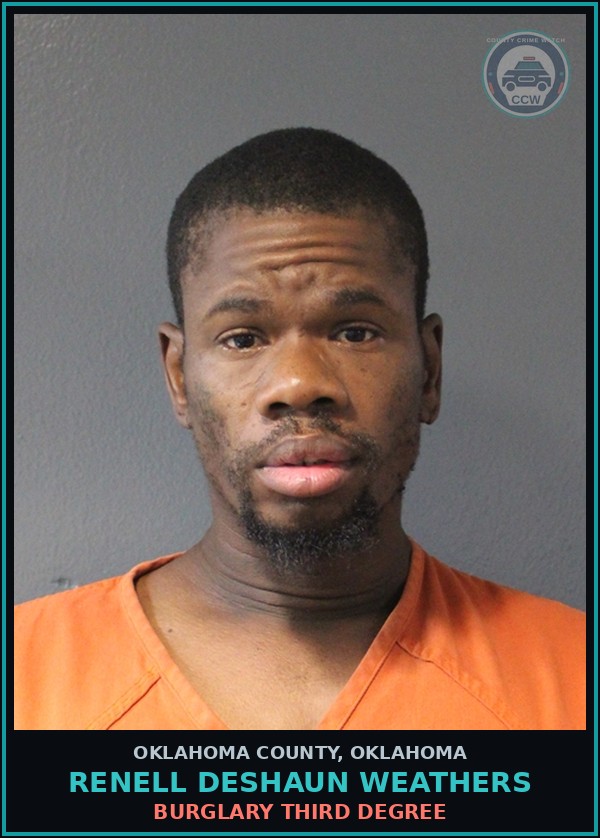 Booking mugshot of Renell Deshaun Weathers in Oklahoma County