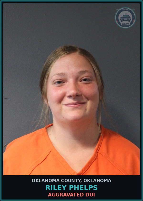Booking mugshot of Riley Phelps in Oklahoma County