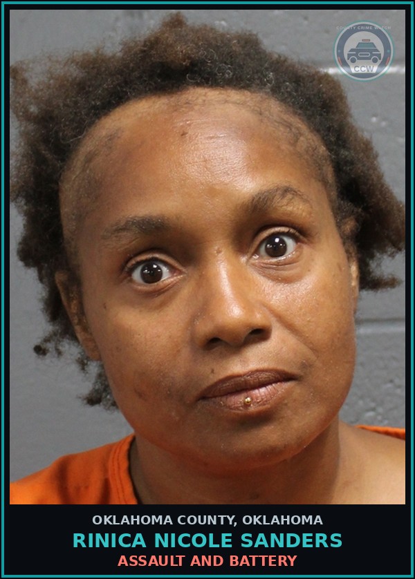 Booking mugshot of Rinica Nicole Sanders in Oklahoma County