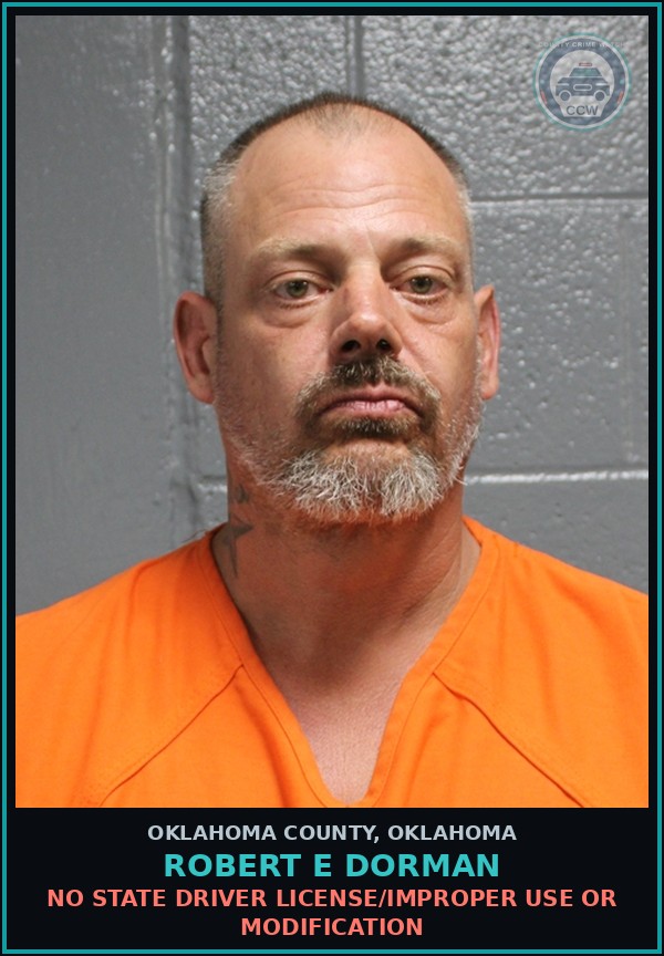 Booking mugshot of Robert E Dorman in Oklahoma County