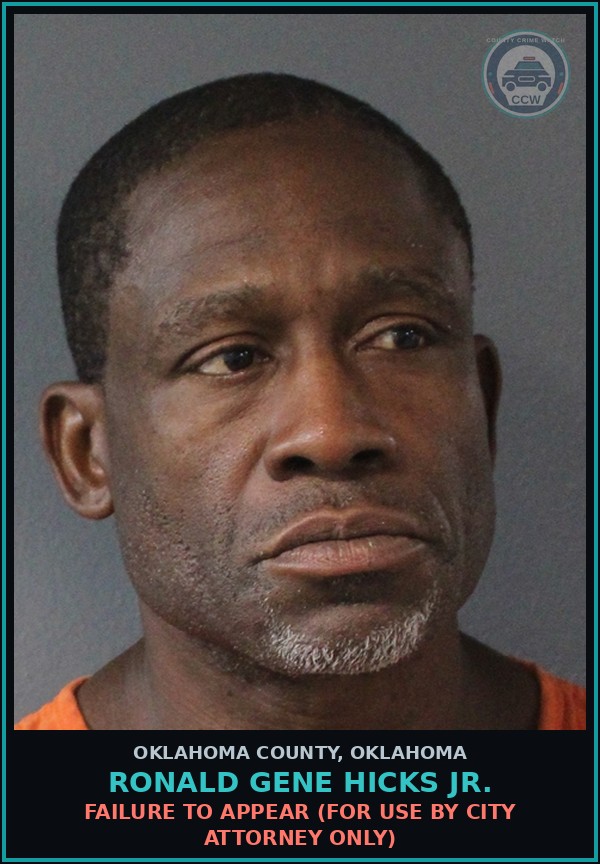 Booking mugshot of Ronald Gene Hicks Jr. in Oklahoma County