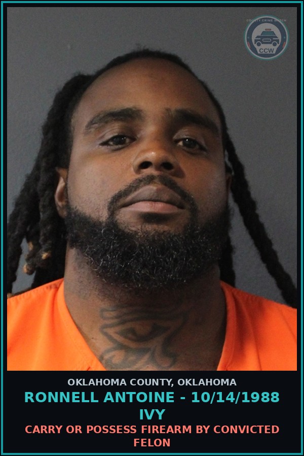 Booking mugshot of Ronnell Antoine - 10/14/1988 Ivy in Oklahoma County
