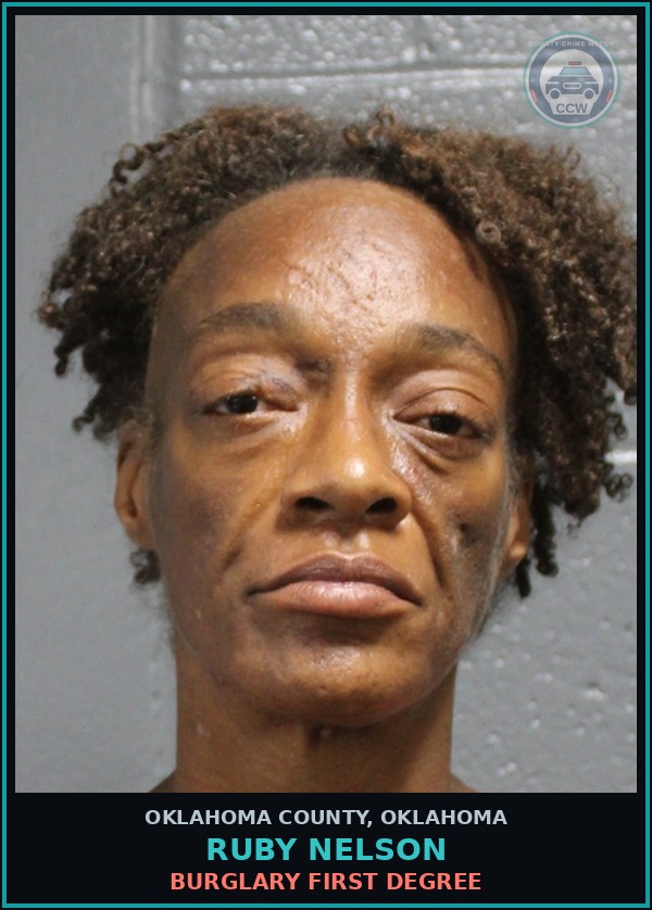Booking mugshot of Ruby Nelson in Oklahoma County