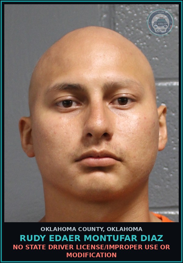 Booking mugshot of Rudy Edaer Montufar Diaz in Oklahoma County