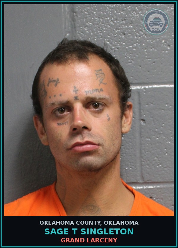 Booking mugshot of Sage T Singleton in Oklahoma County