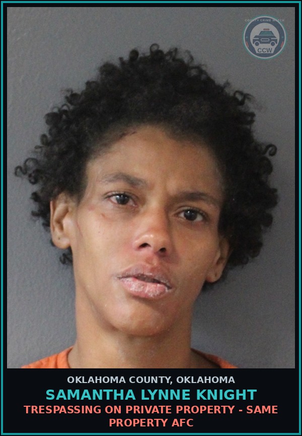 Booking mugshot of Samantha Lynne Knight in Oklahoma County