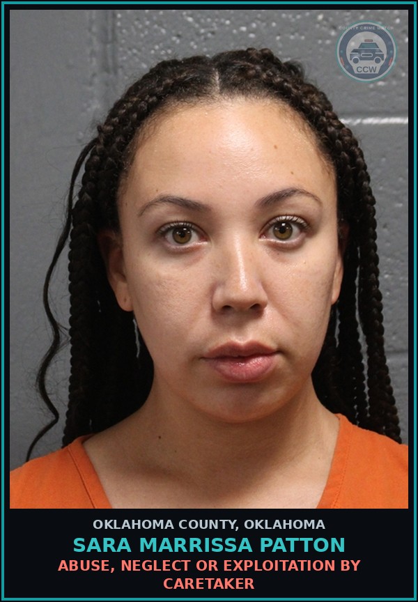 Booking mugshot of Sara Marrissa Patton in Oklahoma County