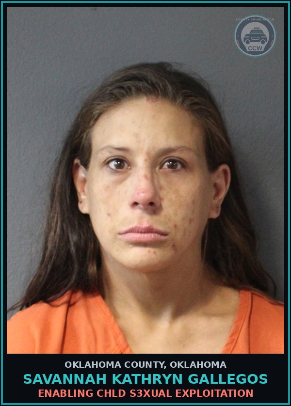 Booking mugshot of Savannah Kathryn Gallegos in Oklahoma County