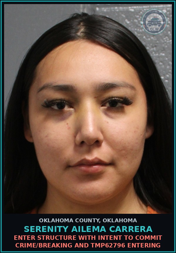 Booking mugshot of Serenity Ailema Carrera in Oklahoma County