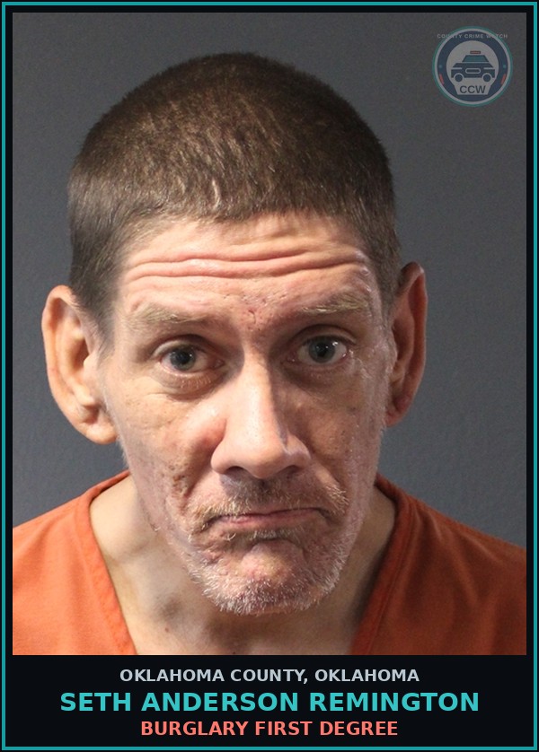 Booking mugshot of Seth Anderson Remington in Oklahoma County