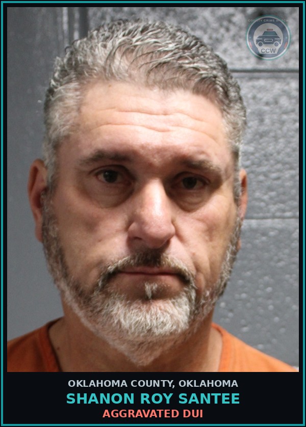 Booking mugshot of Shanon Roy Santee in Oklahoma County